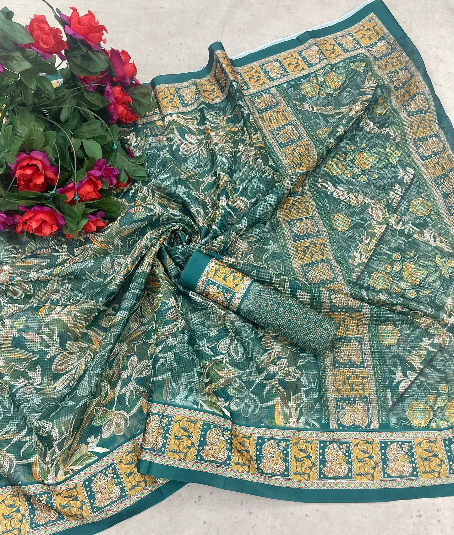 Elegant Floral Printed Saree with Designer Border – Perfect for Casual & Festive Wear - IMIGINE RAMA