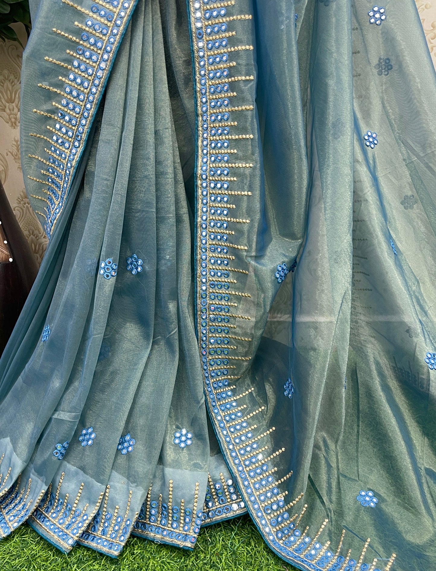 Designer Organza Saree with Exquisite Embroidery & Stone Work – Perfect for Weddings & Festive Wear - RAMA